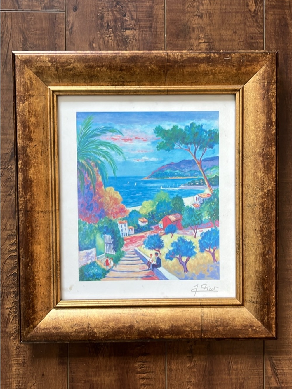 Jean-Claude Picot “2005 Paysage aux 3 Enfants” Seriolithograph 10” x 8 1/2”